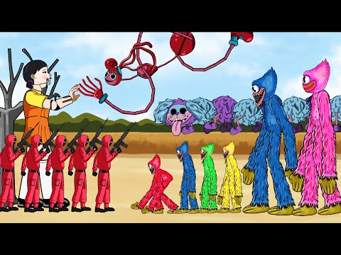 Mommy Long Legs, PJ Pug-a-Pillar, Huggy Wuggy, Kissy Missy vs Squid Game . Animation.