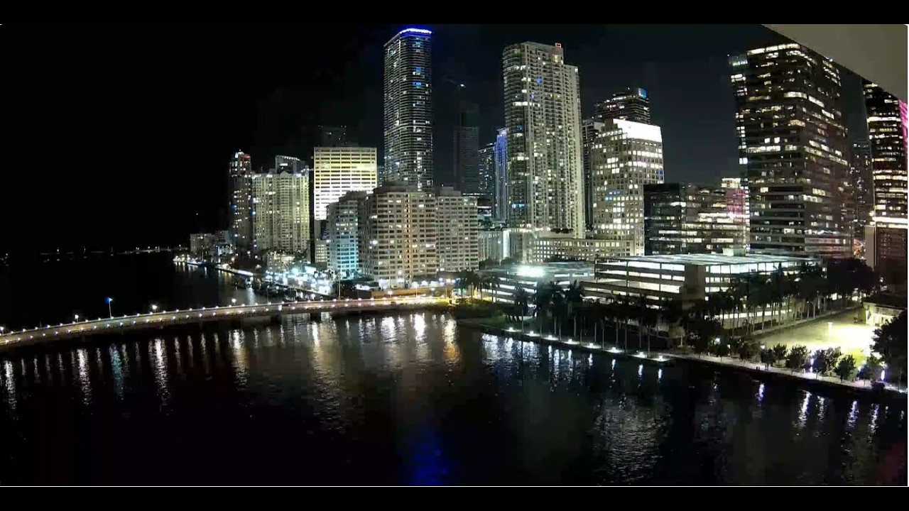 Live webcam view of Brickell Skyline Over Biscayne Bay, Miami