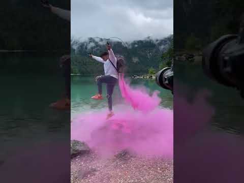 Pink jetpack on the lake