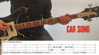 Elastica, Car Song. BASS COVER with TABS NOTATION