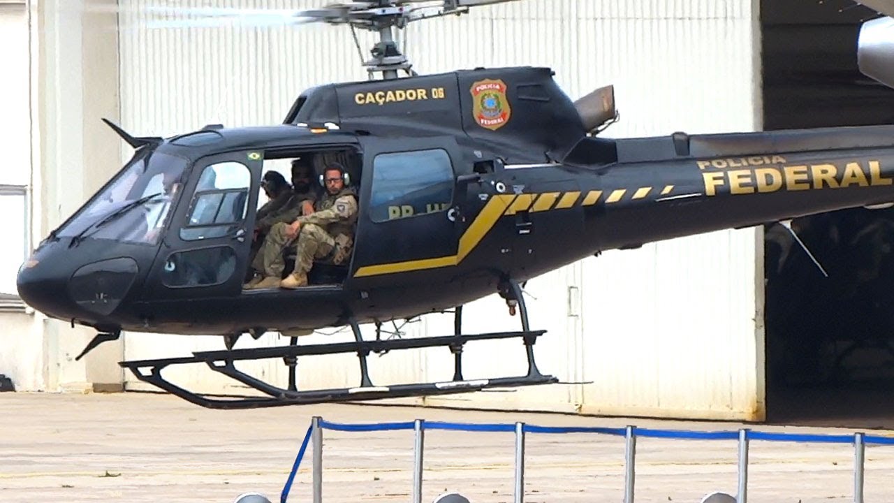 Helicóptero da PF Decolando e Pousando