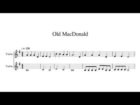 OLD MACDONALD 🐓 Violin DUET | Sheet Music On Screen | V1 & V2 Parts
