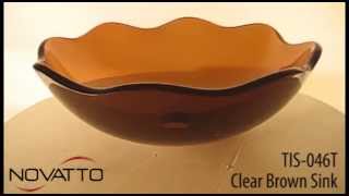 TIS-046T Light Brown Flower Shape Glass Vessel Sink