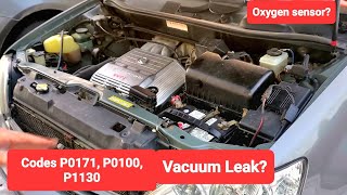 7 Codes Found ON Lexus RX300 2000, P0171 Vacuum Leak, P0100, P0110, P1130, P1150, P0500