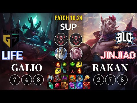 GEN Life Galio vs BLG Jinjiao Rakan Sup - KR Patch 10.24