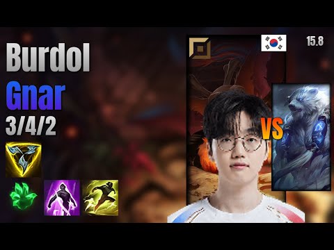 Burdol Top Gnar vs Volibear lol KR solo rank Full Game 15.8 | 버돌 나르 vs 볼리베어
