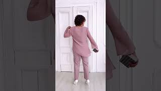 Pudrově růžový elegantní společenský kalhotový komplet "Apolena"  