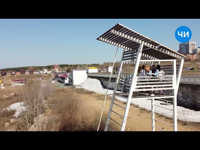 Дрейф льда в Набережных Челнах с высоты птичьего полета