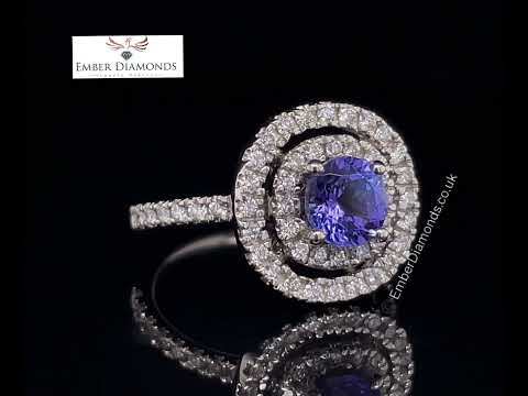 1.27ct Natural Round Tanzanite & Diamond Dress Cocktail Statement Engagement Ring Bespoke Platinum.