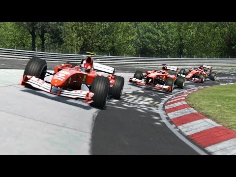 Cockpit F1 Ferrari F2004 vs Ferrari F138 vs Ferrari SF15-T at Nordschleife