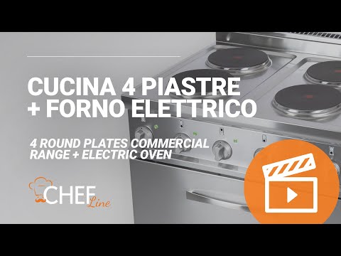 Cucina Elettrica Professionale 4 Piastre Tonde + Forno Elettrico Mod. 20EX7P4+FE - Chefline