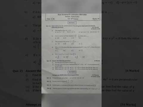 Class 12th Mathematics first semester exam 2025-26 |First term exam😱| mh board 🔥|#mathematics #exam|