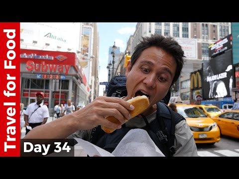 Hot Dog at Penn Station and Flying from NYC to Hong Kong on United Airlines (16 Hour Flight!)