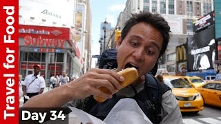 Hot Dog at Penn Station and Flying from NYC to Hong Kong on United Airlines (16 Hour Flight!) - YouTube