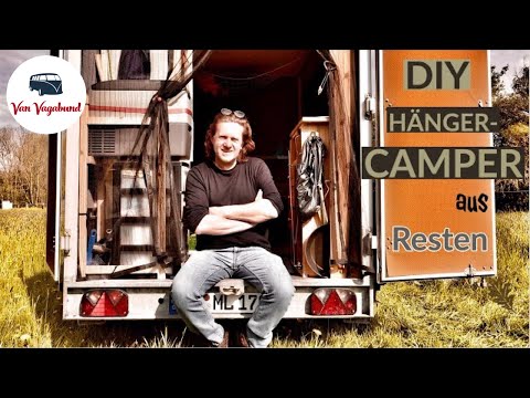 Car trailer turns into a low budget Camper - He built his mini camper himself mainly with leftovers.