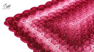 Rectangle Shell of One-Color Blanket | How to crochet a shells blanket | Advanced Beginner Friendly