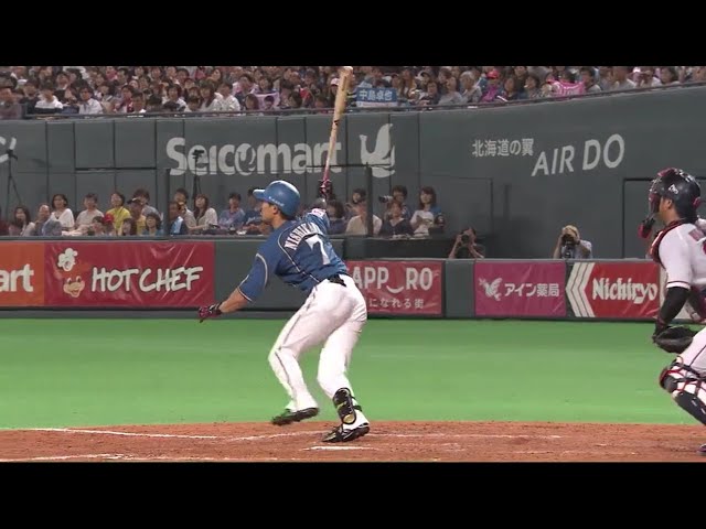 【5回裏】ファイターズ・西川 フェンス直撃のタイムリー2ベースヒット!! 2018/9/16 F-Bs