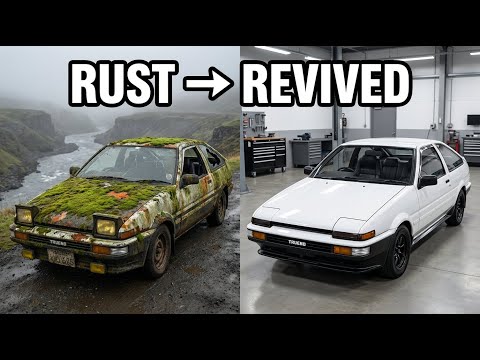 Thumbnail for The “Mountain Ghost” AE86 Restoration ASMR | From Abandoned to Legendary by Nota, Stellantis, Toyota AE86, Toyota, Toyota AE, video, Tracta, Jeep, Car, Vehicle, vide, video i
