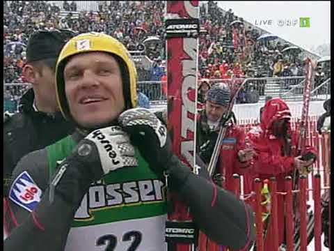 Hermann Maier Comeback 2003 Kitzbühel Super-G - Hermann zeigt Emotionen - (Rennen ab Läufer 20)
