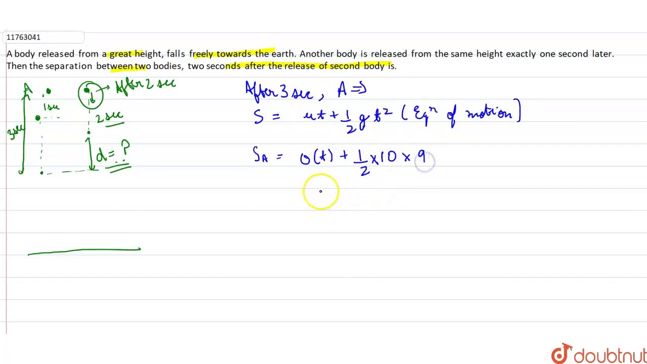 A body released from a great height, falls freely towards the earth, Anoth . Another