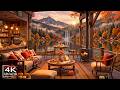 RELAXING FALL JAZZ IN LAKESIDE 🍂 COZY COFFEE SHOP AMBIENCE & ..