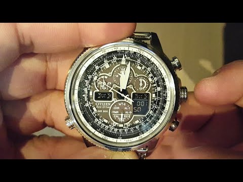 How to set Analog and Digital Dual Time Citizen Radio Controlled Navihawk Skyhawk (Caliber U68*)