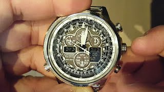 How to set Analog and Digital Dual Time Citizen Radio Controlled Navihawk Skyhawk (Caliber U68*)