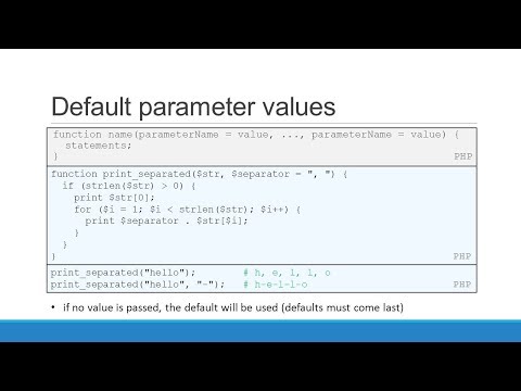 Php Setting Default Values For Function Parameters