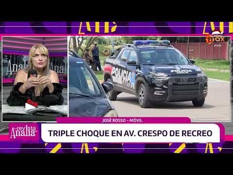 Fuerte siniestro vial ocurrio esta mañana en Av. Crespo de Recreo entre tres automóviles