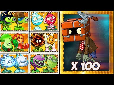 Random 30 Best Pair Team Plants vs 99 Brickhead Zombie - Pvz 2 Challen