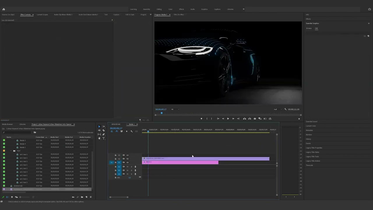 How to edit the Culinar Keyword Urban Slideshow Intro Opener v02 in Premiere Pro
