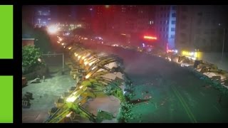 Meanwhile in China: Over 100 excavators dismantle overpass bridge