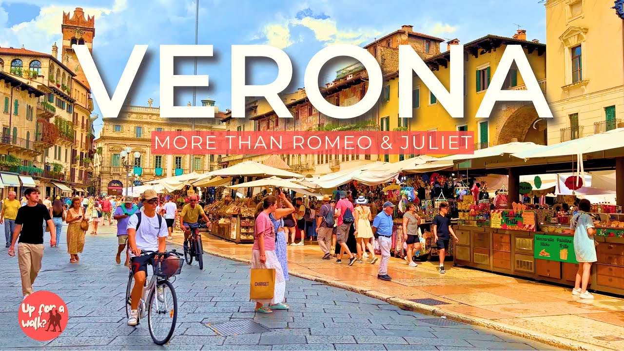 Immersive street-level walking tour through Verona Piazza Erbe, Italy, showcasing authentic urban landscapes, local architecture, and the vibrant atmosphere of the city's neighborhoods
