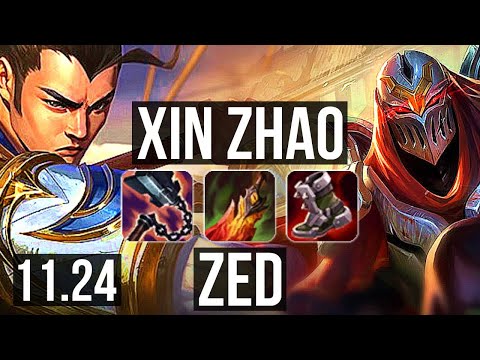 XIN ZHAO vs ZED (JNG) | Rank 9 Xin, 17/5/9, Dominating | KR Challenger | 11.24