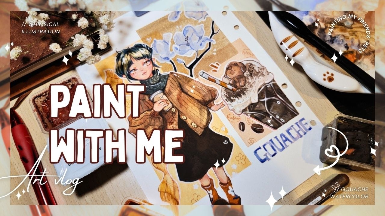 Drawing Comfy Cozy Fall Fit 🍂🍁 ✮⋆˙  | Cute Illustration with Gouache