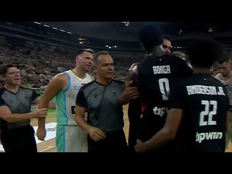 Luka Doncic gets into it with Bonga for taunting then hits 3 in his face - EuroBasket