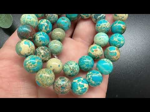 Імператорська яшма 10мм, яскраво-блакитна, нитка