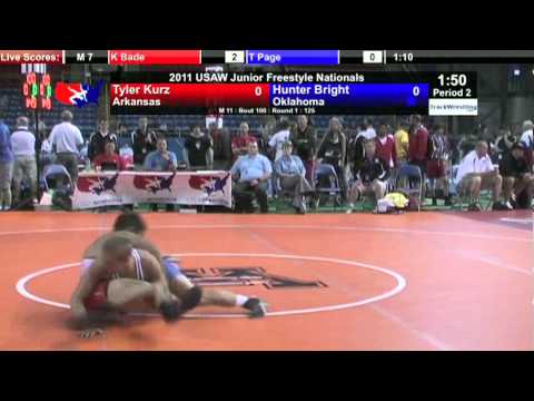Junior Freestyle 125 - Hunter Bright (OK) vs. Tyler Kurz (AR)
