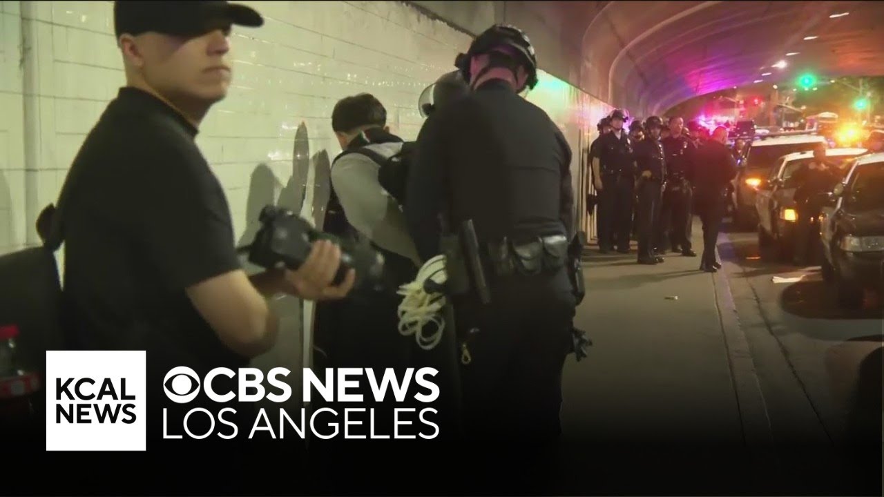 LAPD arresting demonstrators after dispersing downtown protest