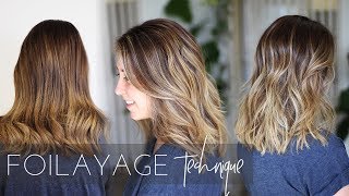 Foilayage Hair Technique - How to Balayage Brunette Hair (Easy Tutorial)