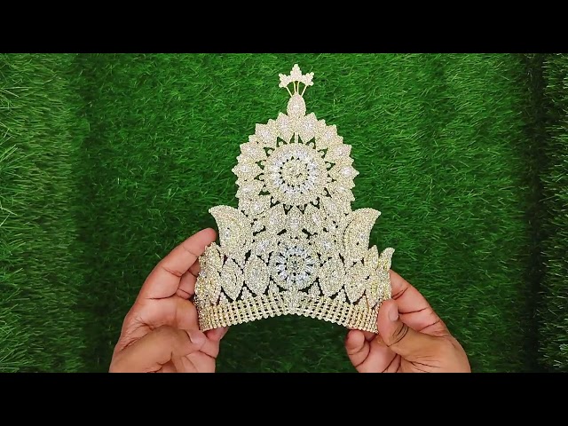 Stone Mukut Crown for Shringar for God & Goddess (9 inches Ear to Ear Dimension ) video
