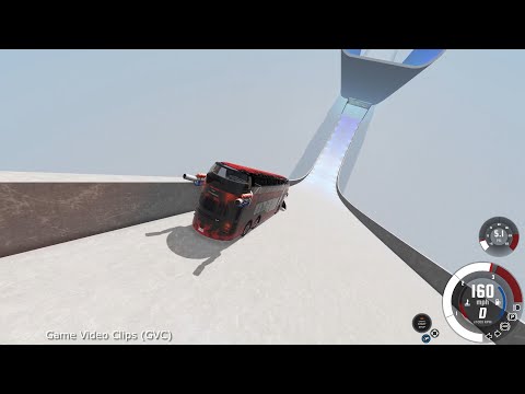 Beamng Drive Bus Jump and Crash - Bus Capsule Accelera RHD, High Speed Jump on SKI Jump Arena Map