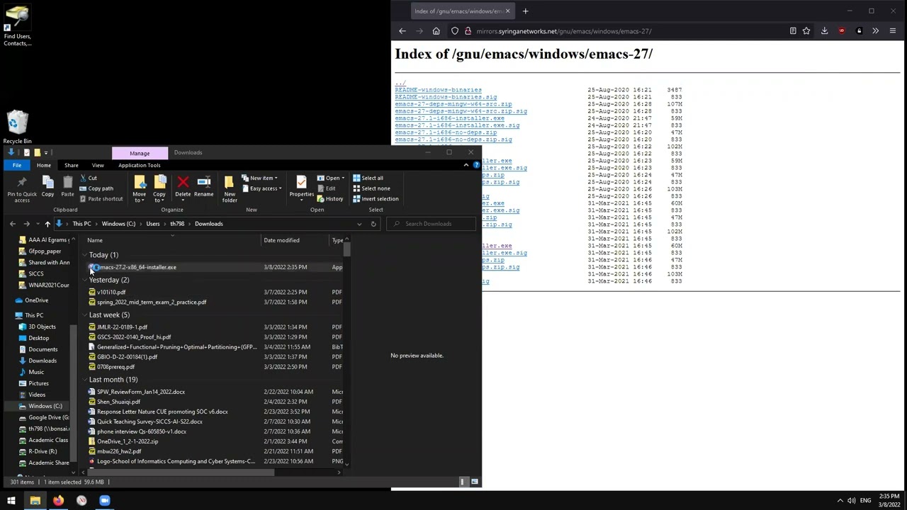 Download and install GNU emacs