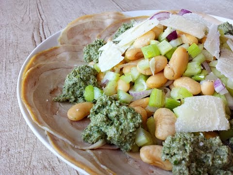 Arrosto di vitello con insalata di fagioli e pesto di sedano - Le video ricette di Lara