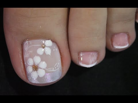 DISEÑO DE UÑAS FLORES EN ALTO RELIEVE Y FRANCES – FLOWERS NAIL ART – FRENCH NAIL ART – NLC