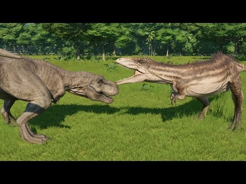 T-Rex(Modfied) VS Carcharodontosaurus, Spinoraptor, Carnotaurus, Spinosaurus, Giganotosaurus - JWE