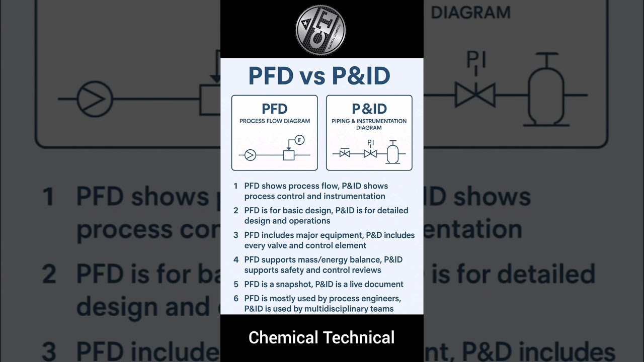 Different Between PFD And P&ID #pfd #P&ID #safety
