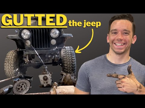 We RIPPED out the transmission, transfer case, and gas tank! - Jeep CJ5 rebuild series part 2