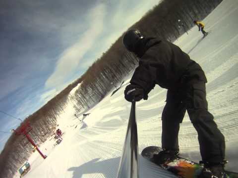 Eric Hafner snowboarding with GOPRO on a stick
