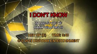 Hank Williams III - I Don&#39;t Know (Backing Track)